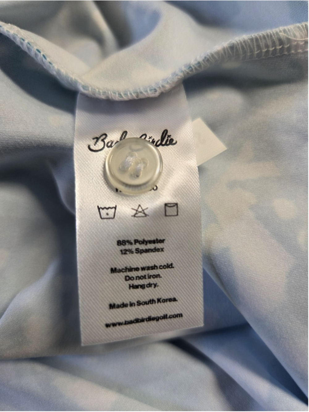 Bad Birdie New Women's Golf Polo Shirt "Bam Bam" Blue Print Small NWT #1201 - Picture 2 of 6